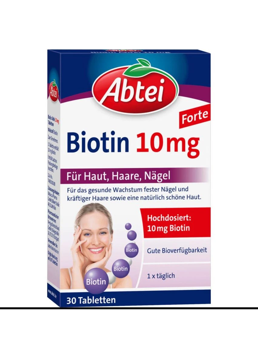 Вітамін Біотин для волосся, шкіри, нігтів Biotin 10 mg Forte (30 таблеток, Німеччина оригінал) Abtei (380672428)