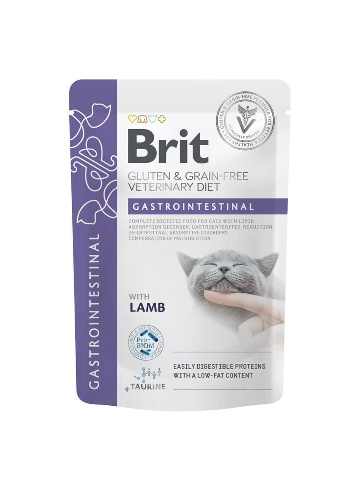 Корм вологий GF VD Gastrointestinal для котів з ягням 85 г Brit (365722226)