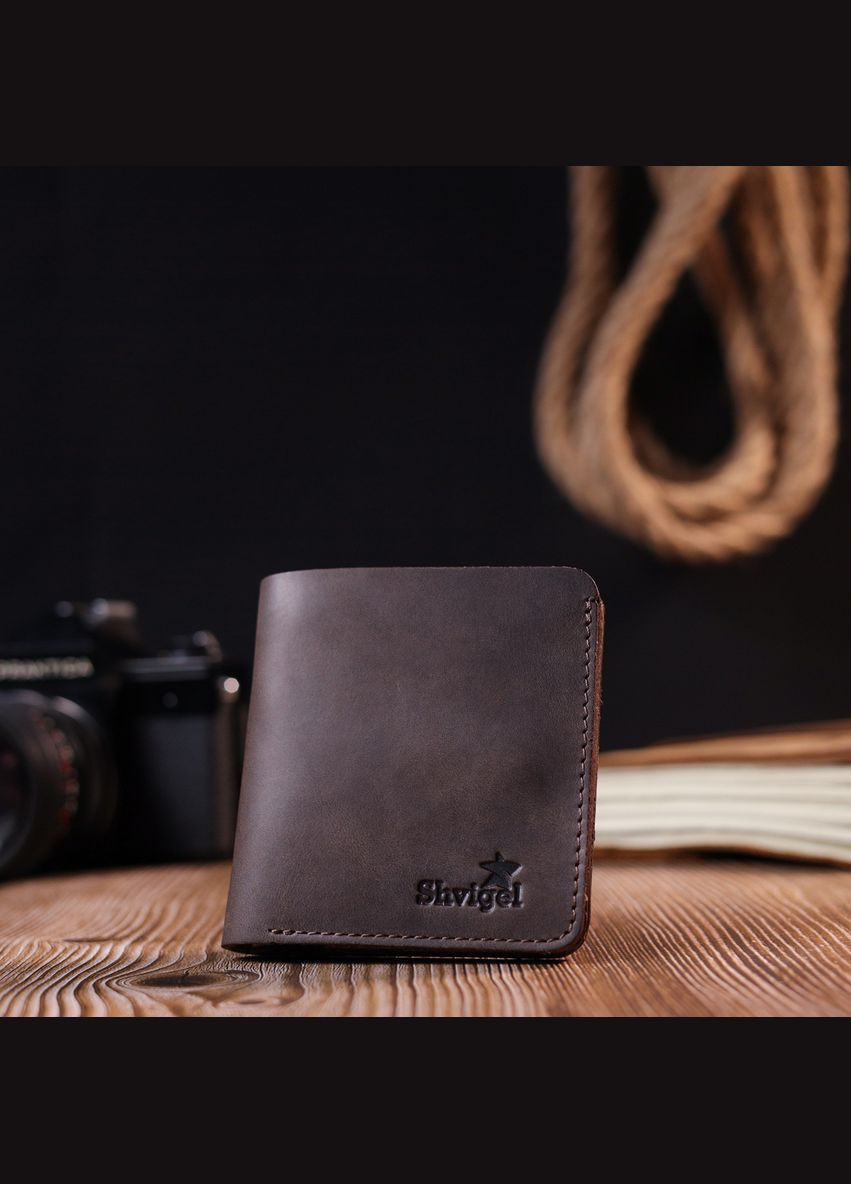 Кожаное портмоне для документов мужское 16601 Коричневый Shvigel (306881845)