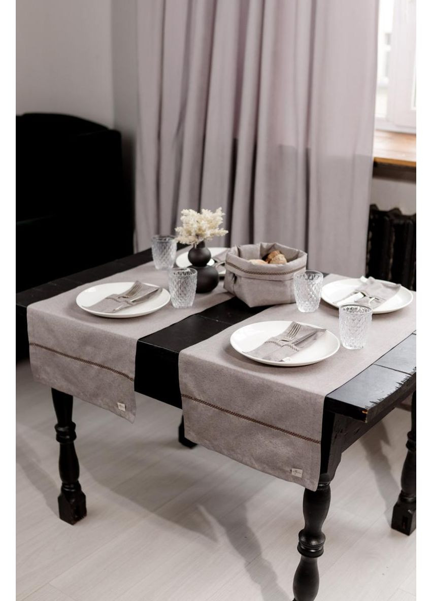 Ранер на стол RINO коричневый декор для гостиной или столовой текстильное изделие ProDobro (369377923)