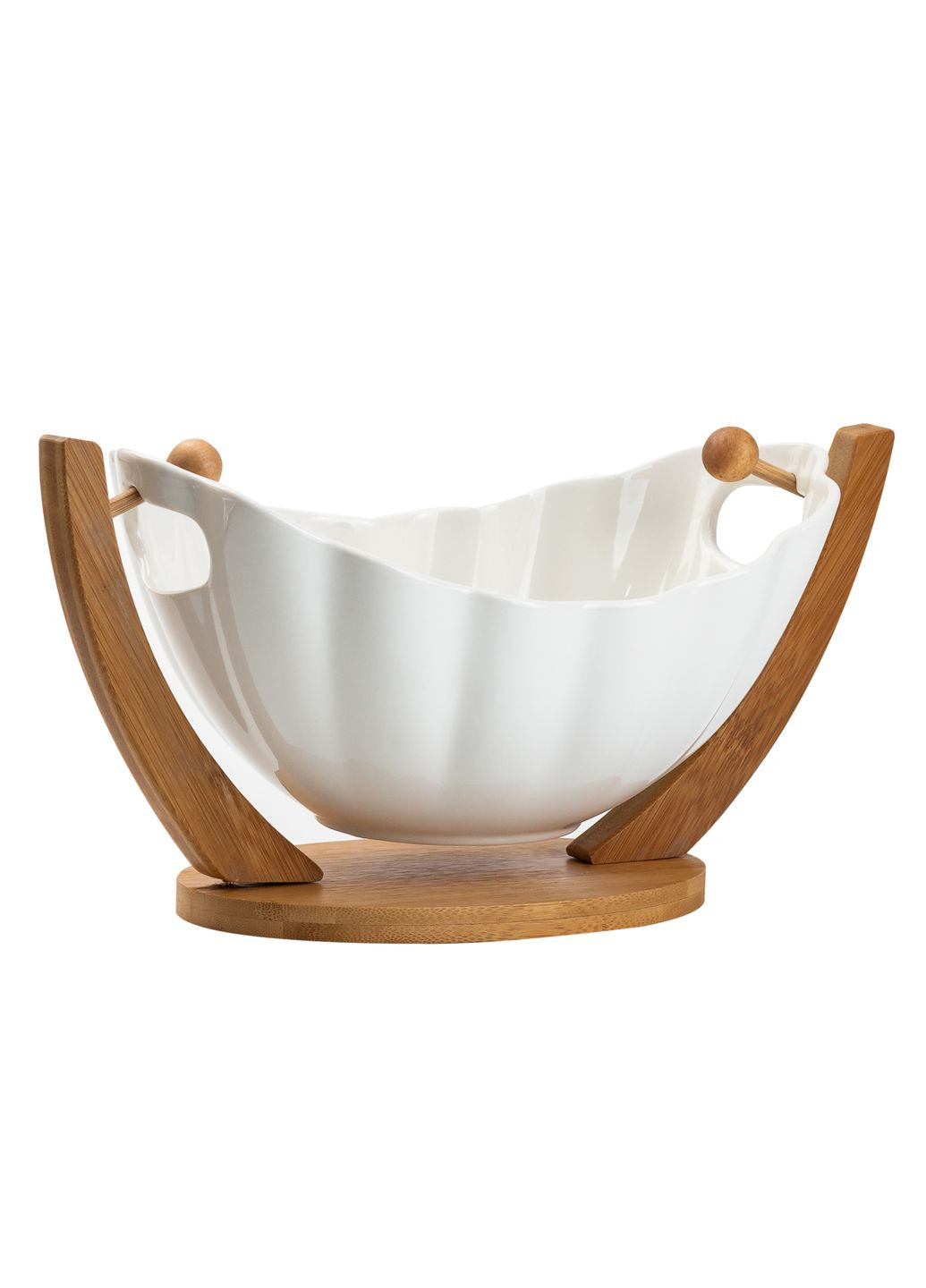 Фруктовница Yiwu керамическая на бамбуковой подставке 33*14*16 см HP1238 No Brand (351361376)