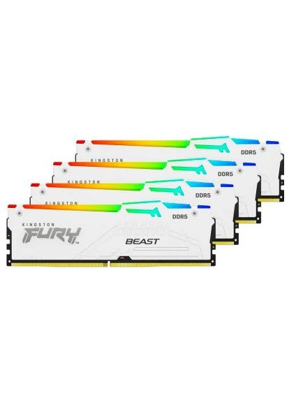 Модуль пам'яті для комп'ютера DDR5 128GB (4x32GB) 5600 MHz FURY Beast RGB White (ex.HyperX) Kingston FURY (395707980)