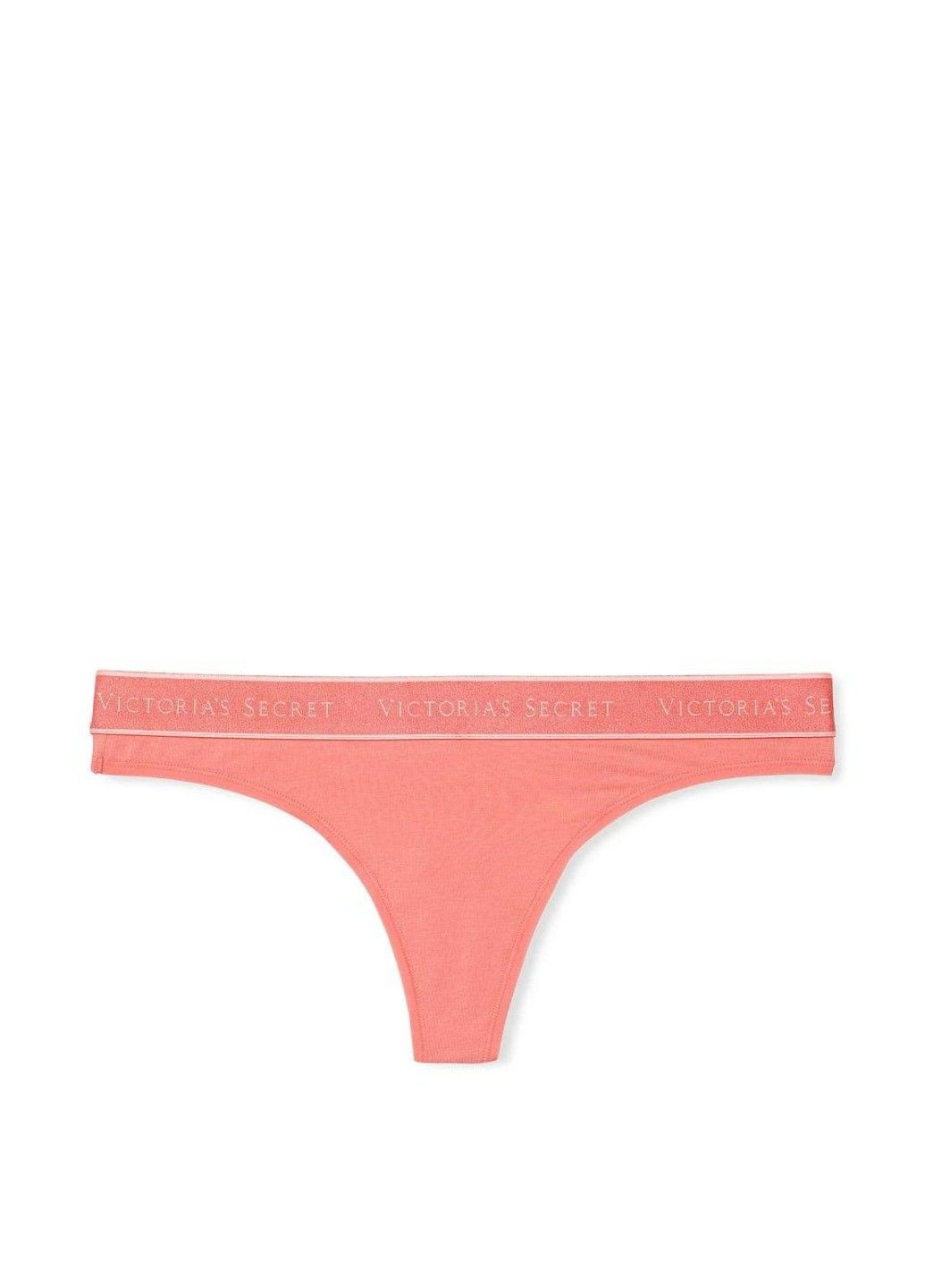 Трусики-стрінги жіночі бавовняні з логотипом Logo Cotton Thong Panty персикові Victoria's Secret (341252159)