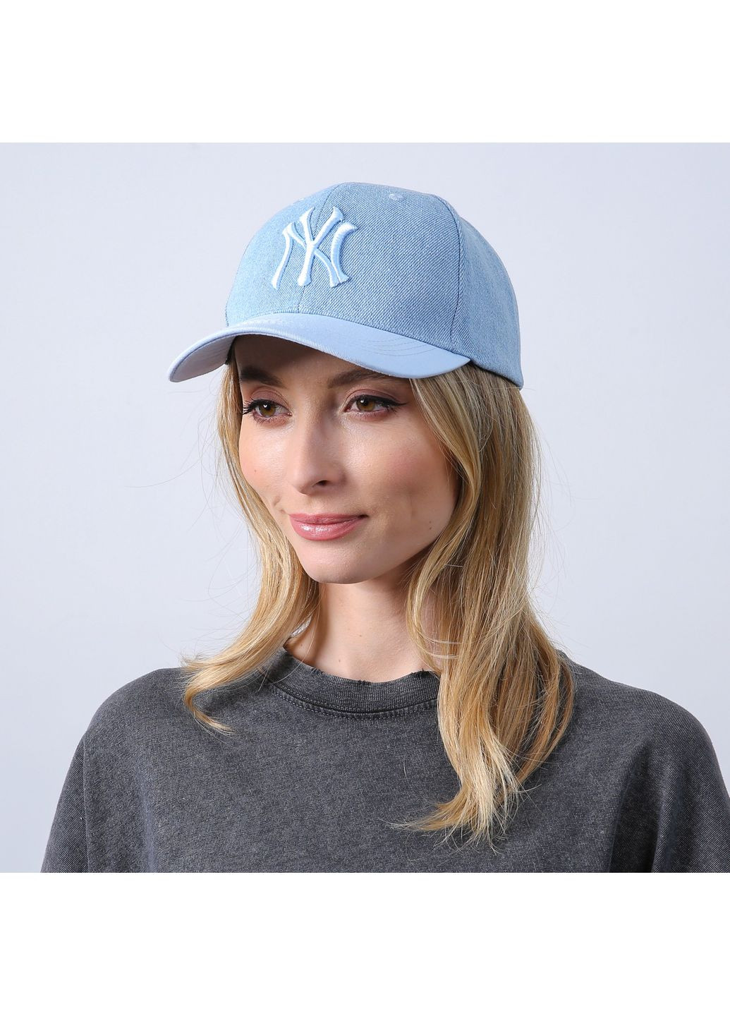 Бейсболка с регулятором женская джинс голубая ТАДЕЙ LuckyLOOK 444-706 (326805020)