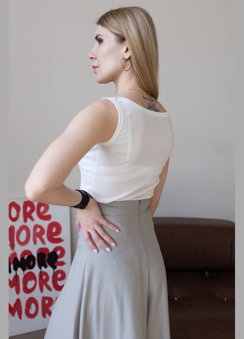 Довгі брюки палаццо сірі Capricious 046 (341325758)