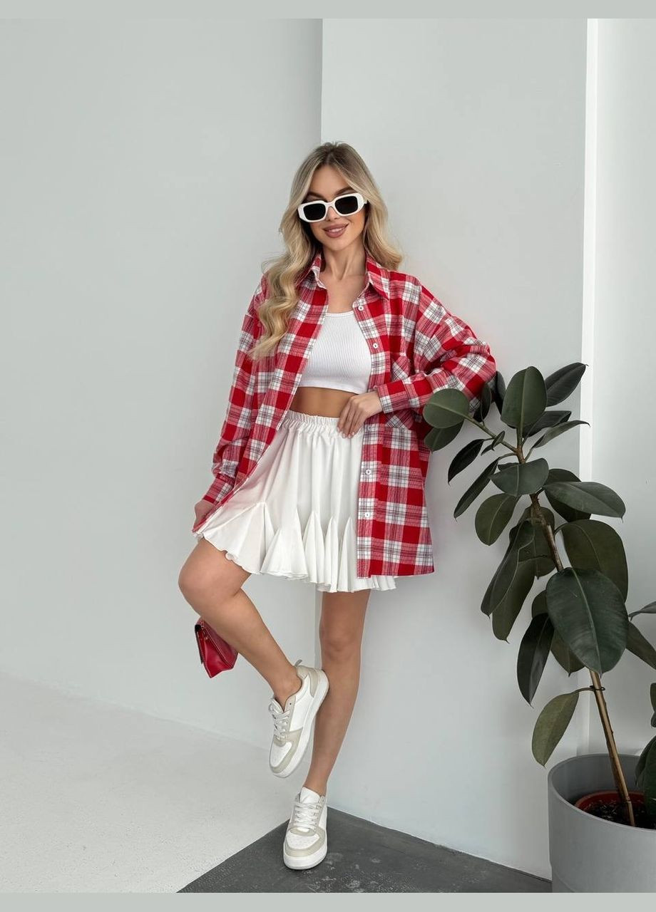 Жіноча фланелева сорочка в клітинку бордового кольору 31864 Fashion (323586434)