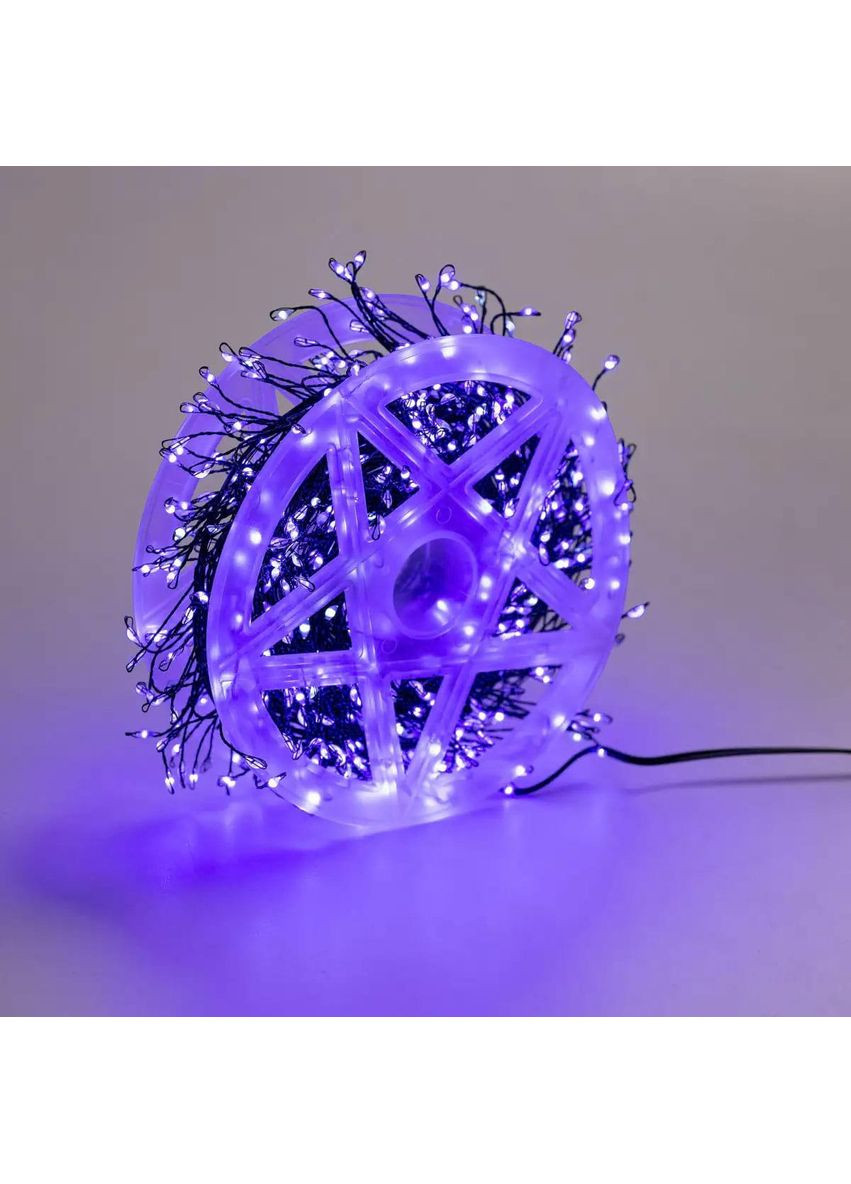 Гирлянда роса мишура 30 метров хвойная лапа 640 led светодиодов зеленый провод синяя D1750BL Garlando (370373383)