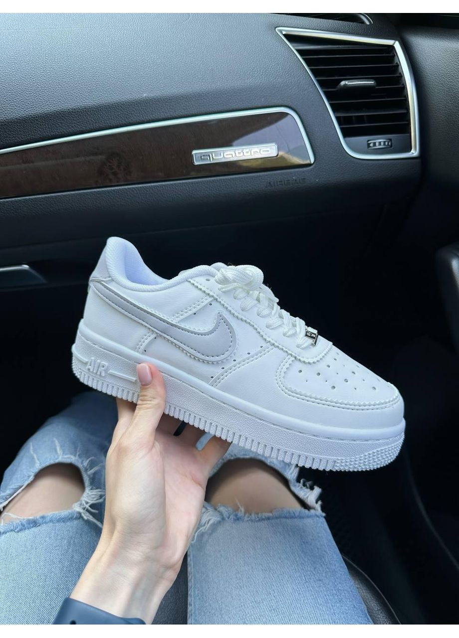 Серые демисезонные кроссовки мужские nike air force 1 low white grey найк аир форс 1 премиум No Brand