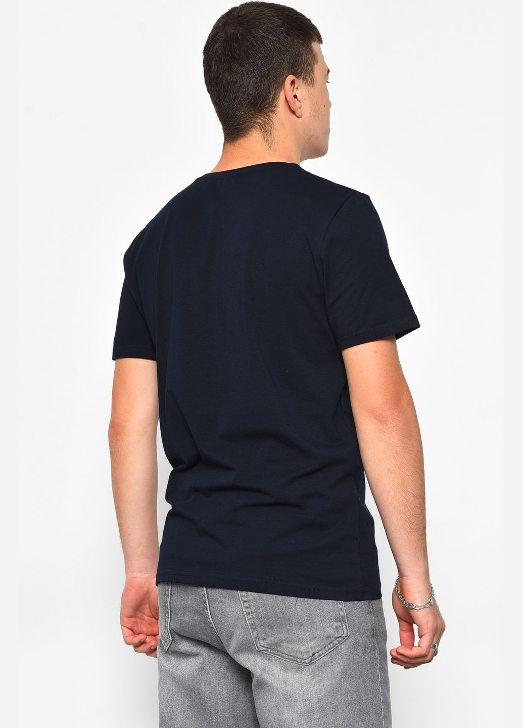 Темно-синяя футболка мужская полубатальная темно-синего цвета Let's Shop