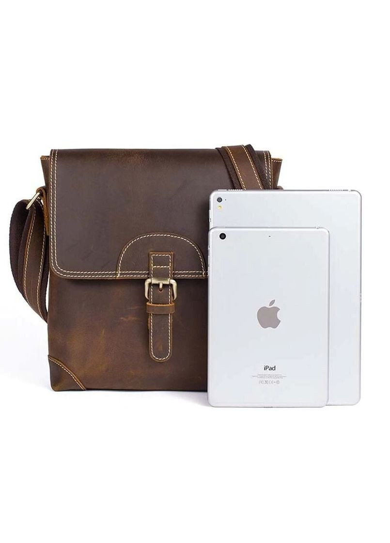 Кожаная сумка кросс боди мужская мессенджер через плечо коричневая 14675 Vintage (329197831)