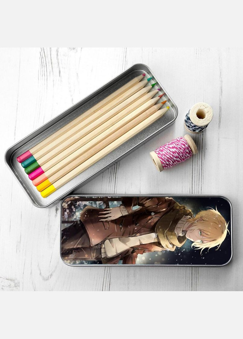 Органайзер для канцелярського приладдя металевий,кейс для дрібниць Аніме Бананова риба #001 7*18 см Silver No Brand (309154986)