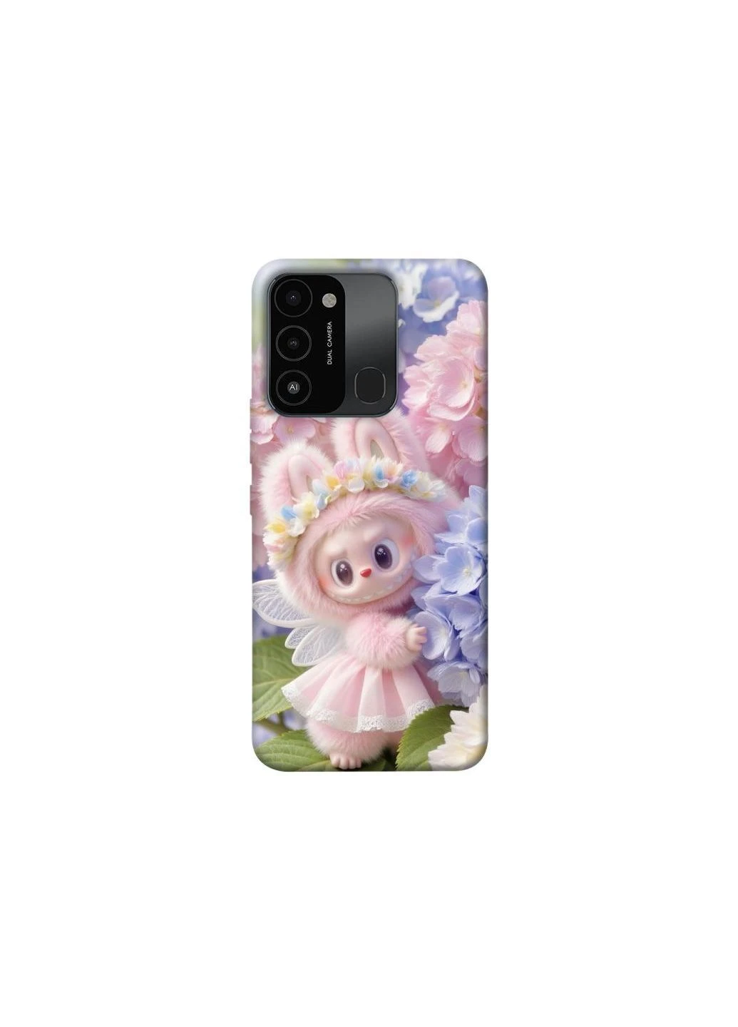 Чохол на TECNO Spark 8C Labubu & Flowers ver.1 Frontalka (384646492)