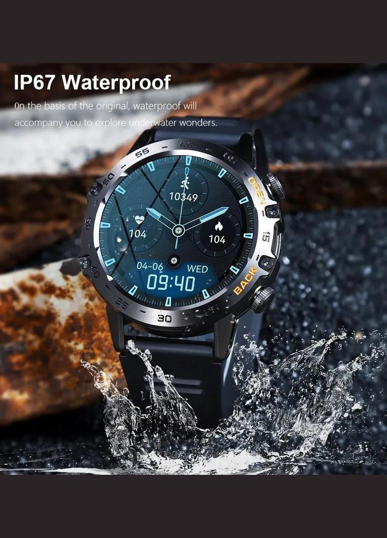 Смартчасы Мужские спортивные часы с фитнес-трекером,водонепроницаемые IP67 No Brand (293246306)