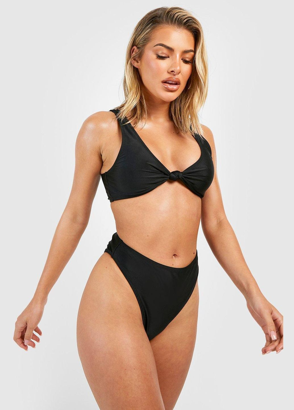 Черный летний купальник (лиф и трусики) раздельный Boohoo