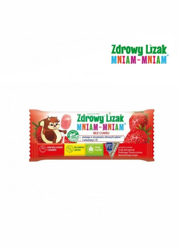 Здоровий льодяник "Mniam-Mniam" зі смаком полуниці без цукру Zdrowy Lizak No Brand (323168898)