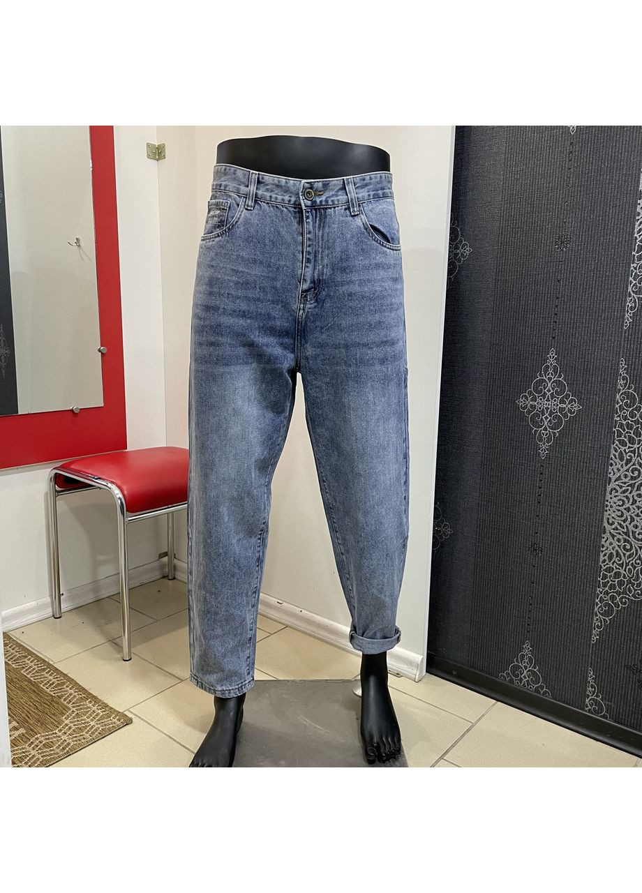 Джинси МОМ чоловічі тонкі котон без стрейча 29 блакитні No Brand (354331907)
