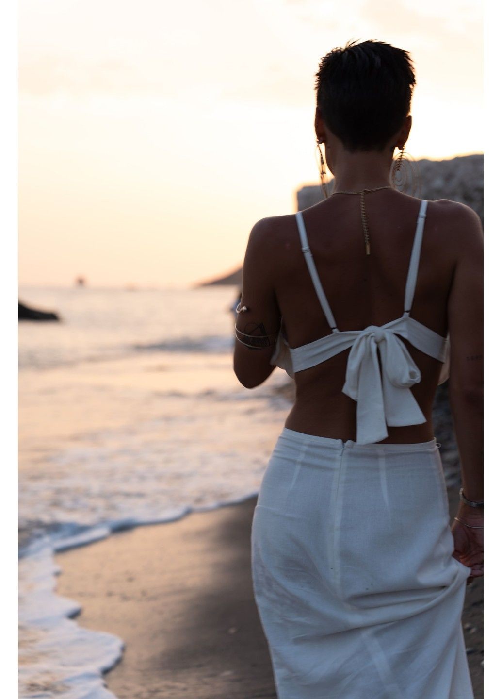 Топ жіночий на літо на зав'язках льон CUBA молочний Handy Wear (298050968)