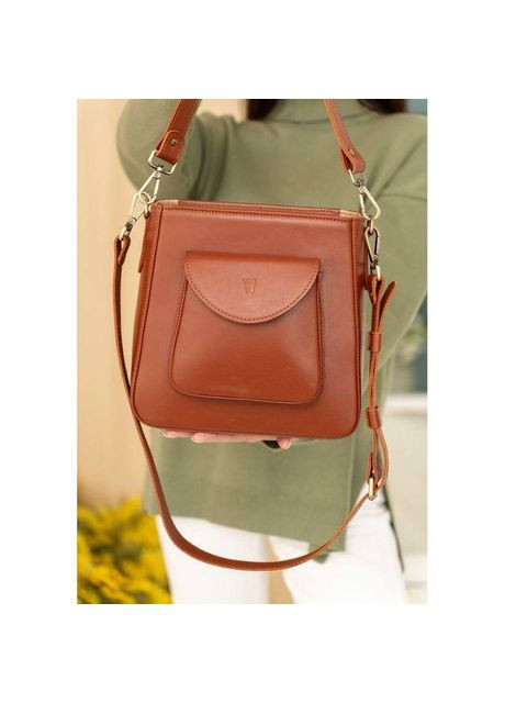 Сумка крос-боді через плече жіноча з натуральної шкіри маленька Коричневий 36681 The Wings (353689872)