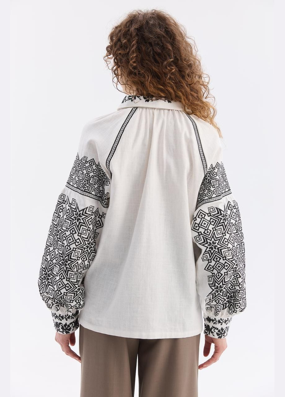 Бежевая женская вышиванка "сокальская" MEREZHKA узор орнамент крапива (340403381)