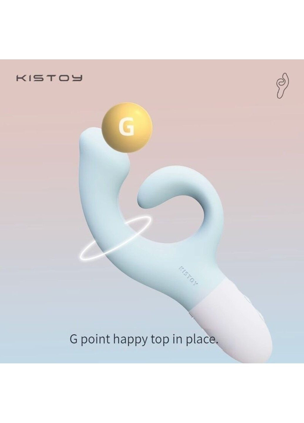 Вибратор-кролик для точки G Big G Blue, изогнутый отросток, автоматический подогрев KisToy (316163633)