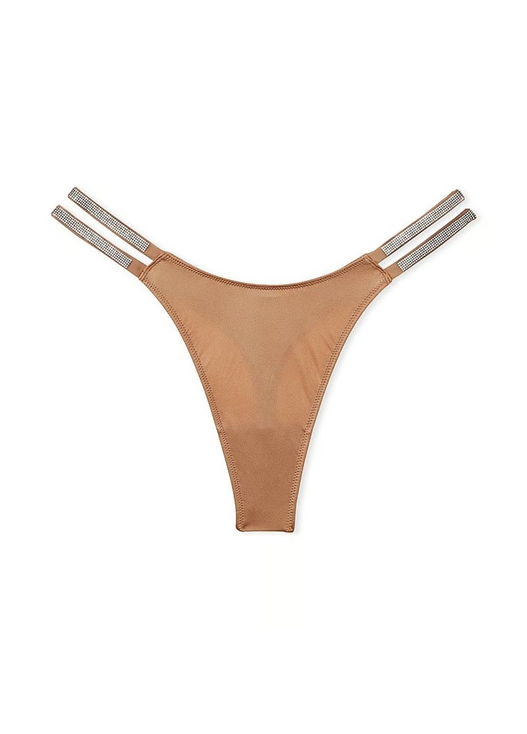 Стринги люксовые со стразами бежевые Double Shine Strap Smooth Thong Panty L Victoria's Secret (316519354)
