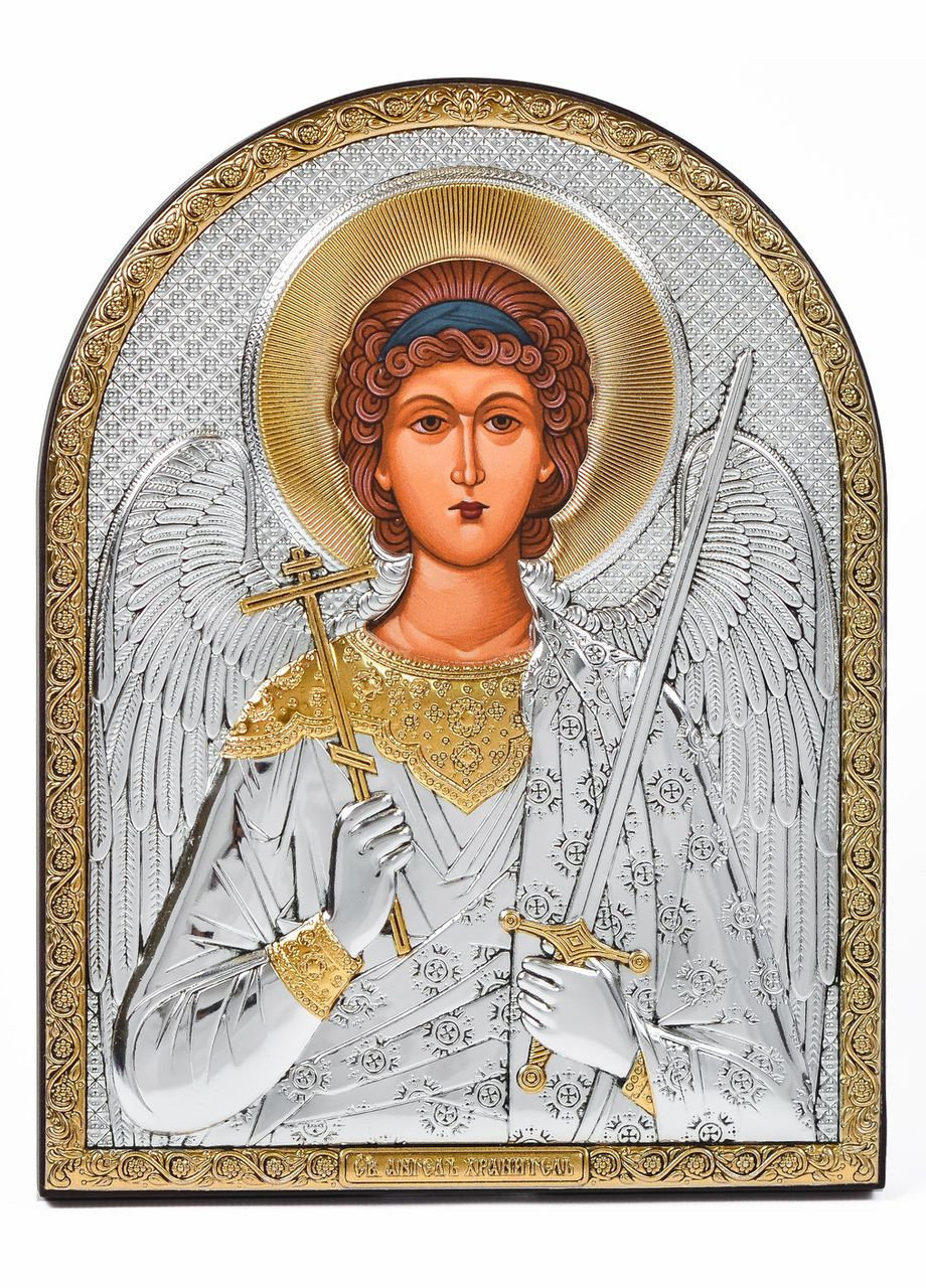 Икона Ангела Хранителя 12х15,2см арочной формы без рамки на дереве Silver Axion (265446326)