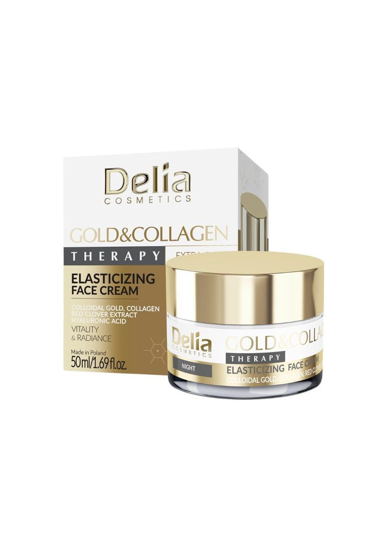 Delia Cosmetics Ночной крем для лица с коллоидным золотом, коллагеном "Эластичность кожи", 50 мл — Крем, Польша (302722773)
