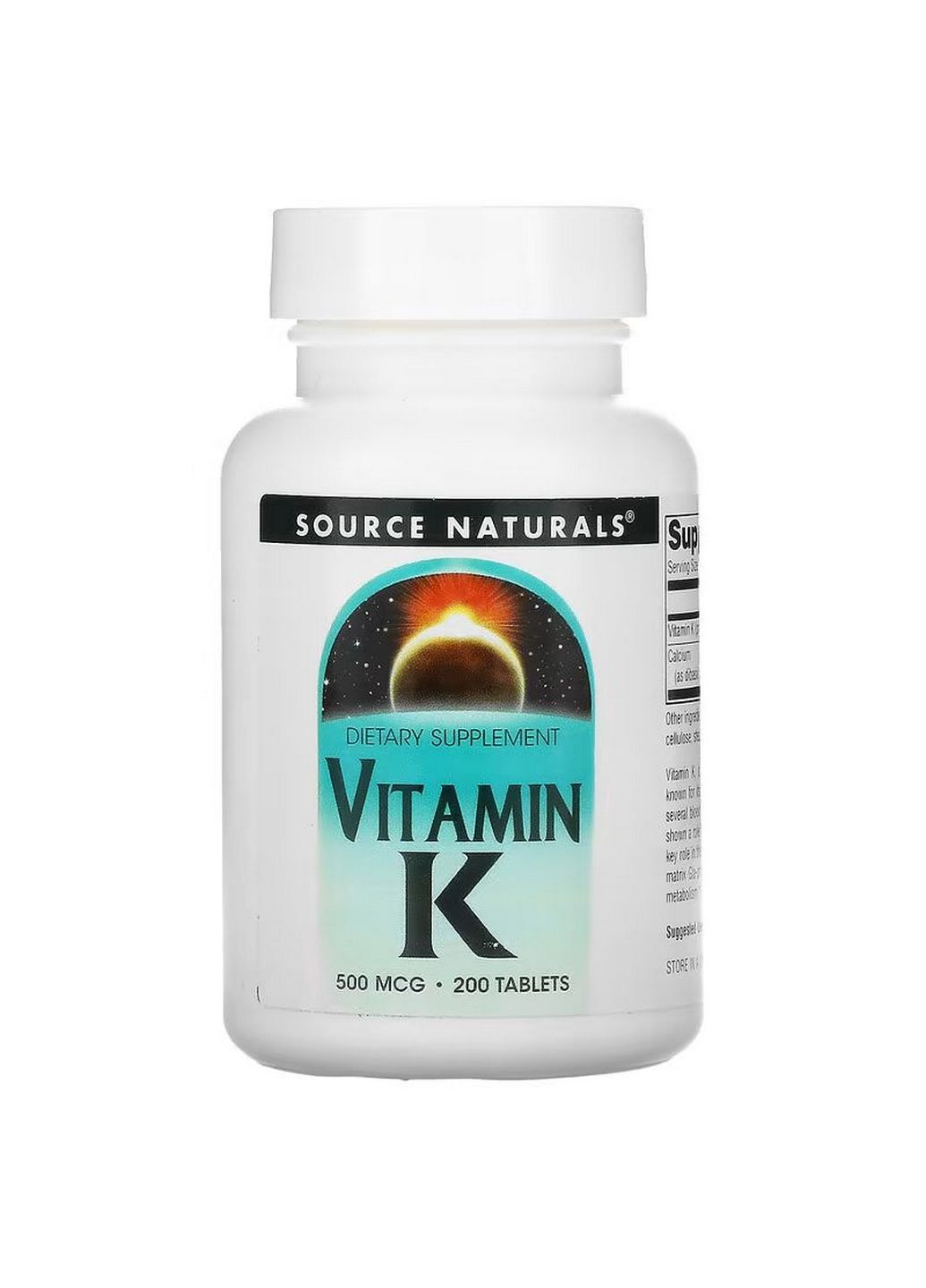 Витамины и минералы Vitamin K 500 mcg, 200 таблеток Source Naturals (293482317)
