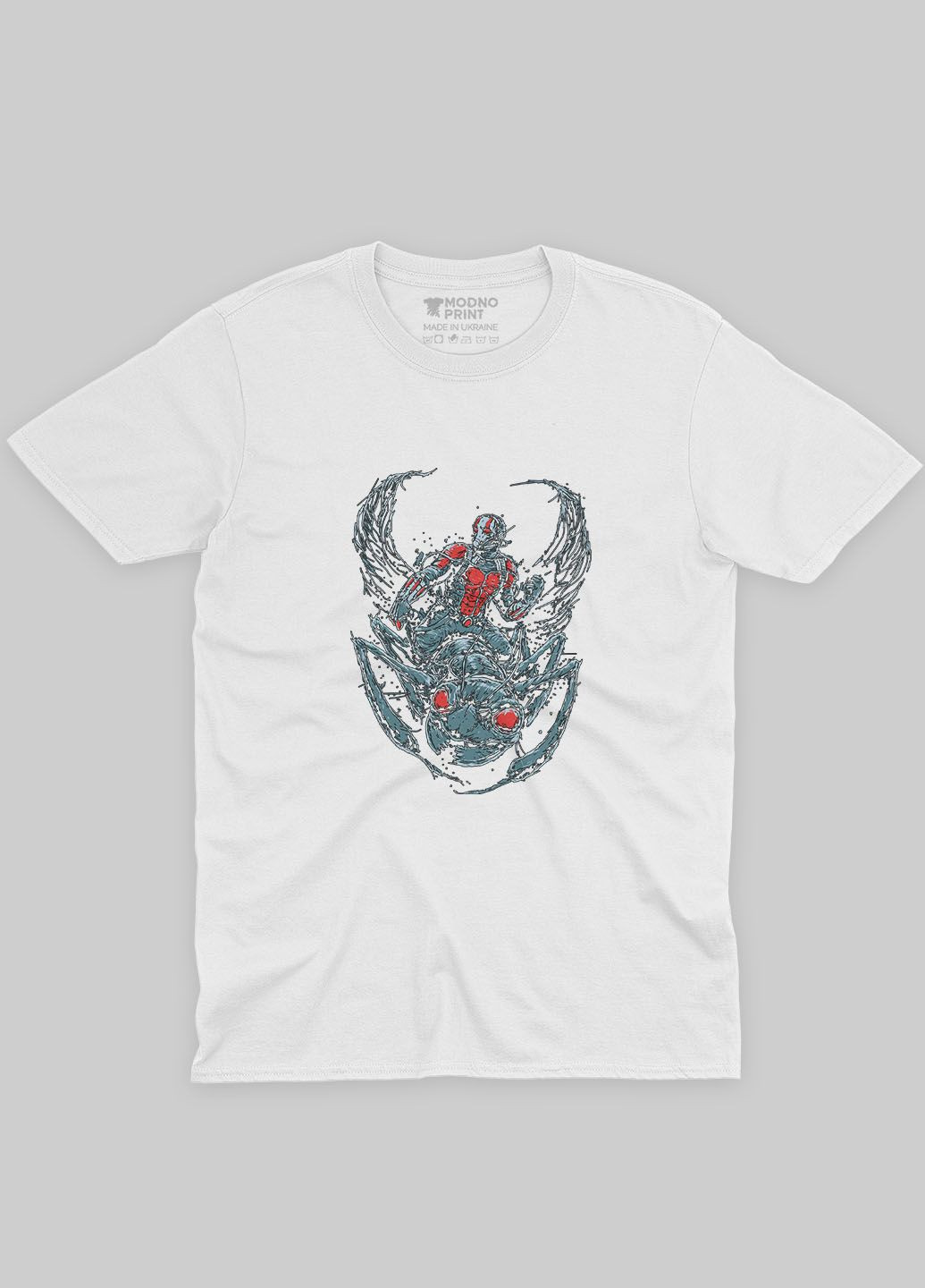 Белая демисезонная футболка для мальчика с принтом супергероя - человек муравей (ts001-1-whi-006-026-001-b) Modno