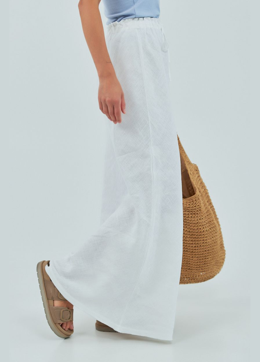 Белая льняная длинная юбка Lurex