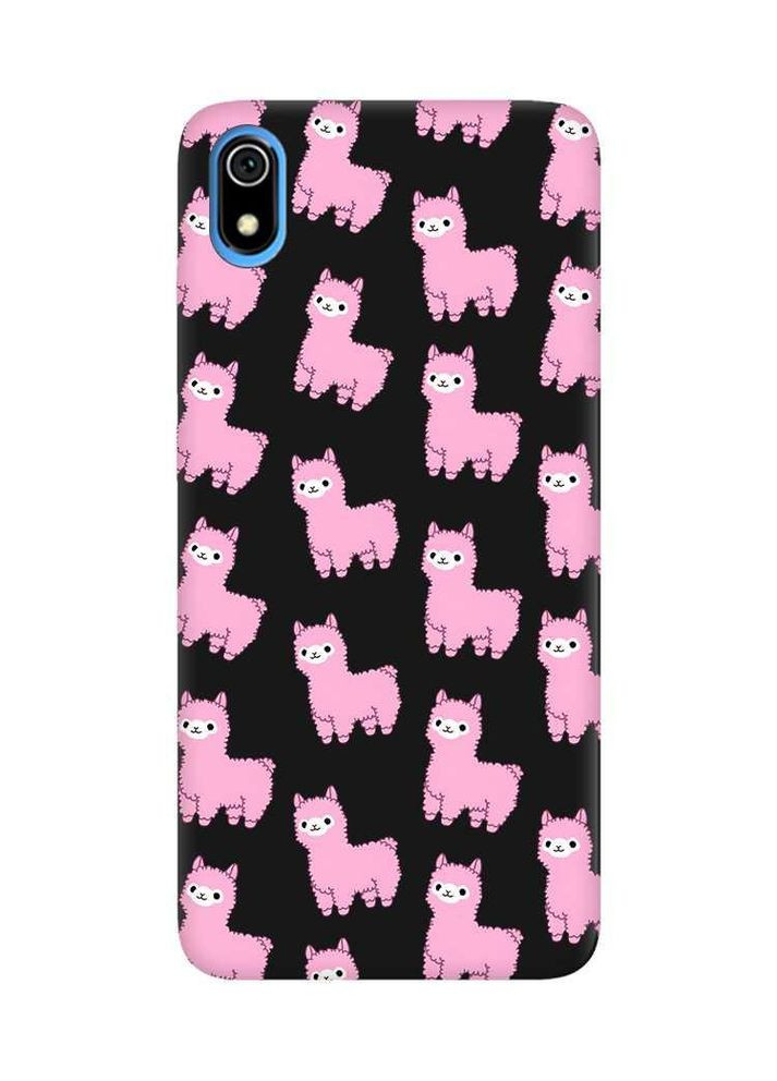 Матовий чорний чохол на Xiaomi Redmi 7A Лами рожеві (принт 101) Creative (359482061)
