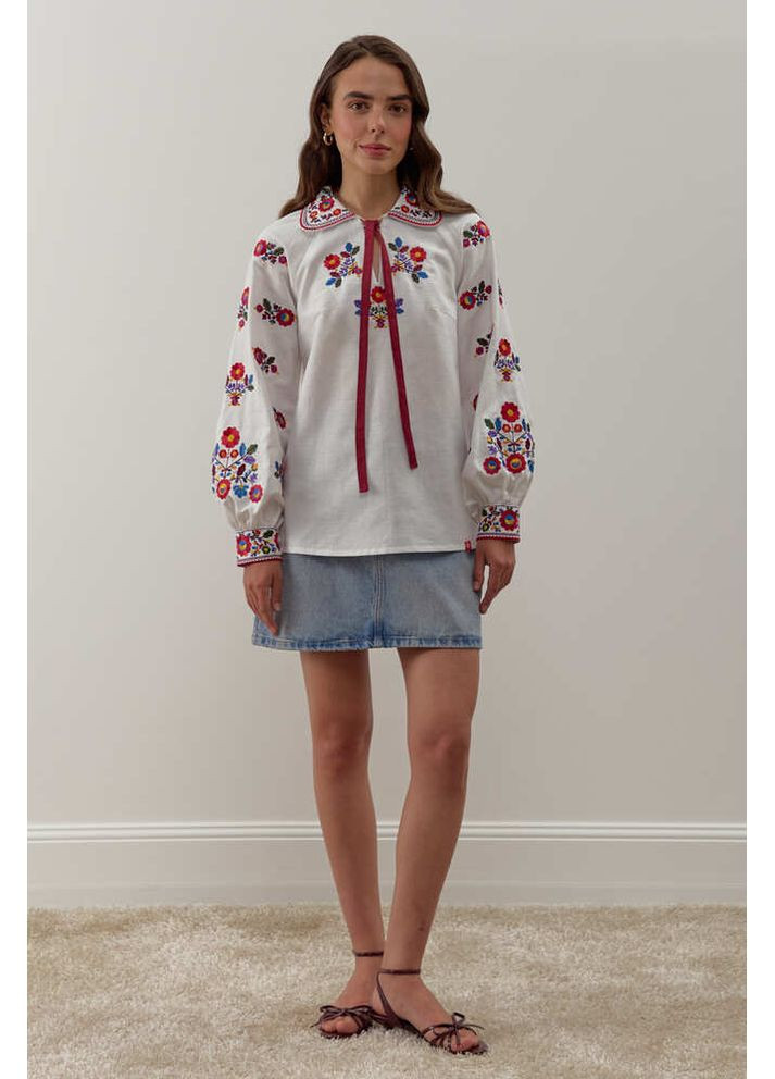 Белая женская вышиванка из льняного полотна яворовская (fm3038) Folk Moda (365729893)