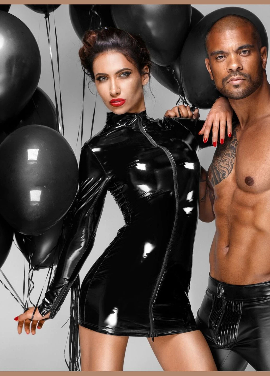 Чорний демісезонний сукня f187 pvc mini dress – Noir Handmade