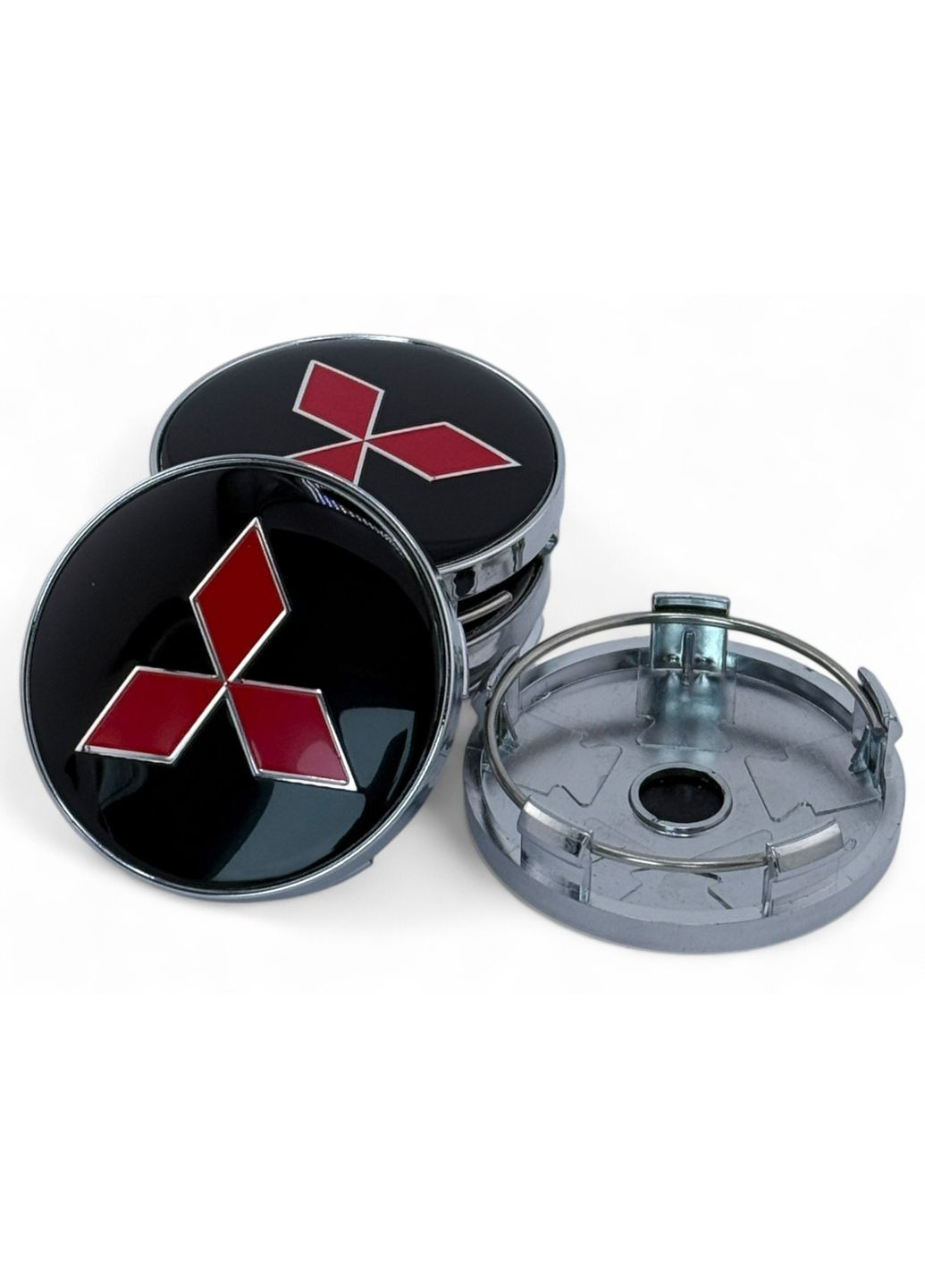 Ковпачки в диски Міцубісі заглушки для дисків 60/56 мм Чорні з червоним логотипом (4 шт.) No Brand (364958836)