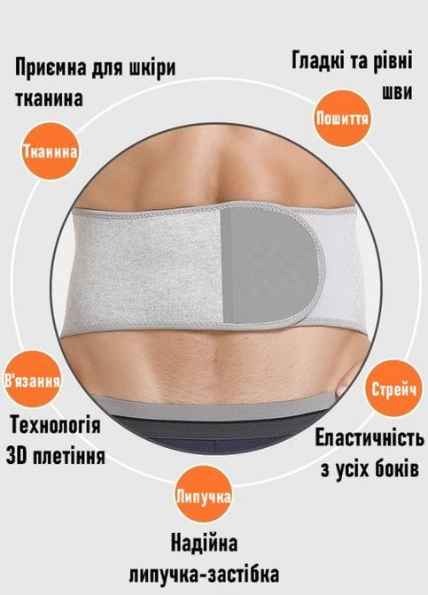 Універсальний Бандаж поперековий BDA Зігрівальний. L/85-95см. Сірий. Поперековий корсет. Bd NLKS (308359163)