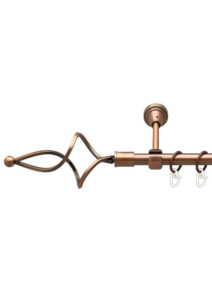 Карниз Ажур Хвилястий металевий однорядний відкритий гладка труба Мідь 16 мм 240 см (00-00019241) ORVIT (300689562)