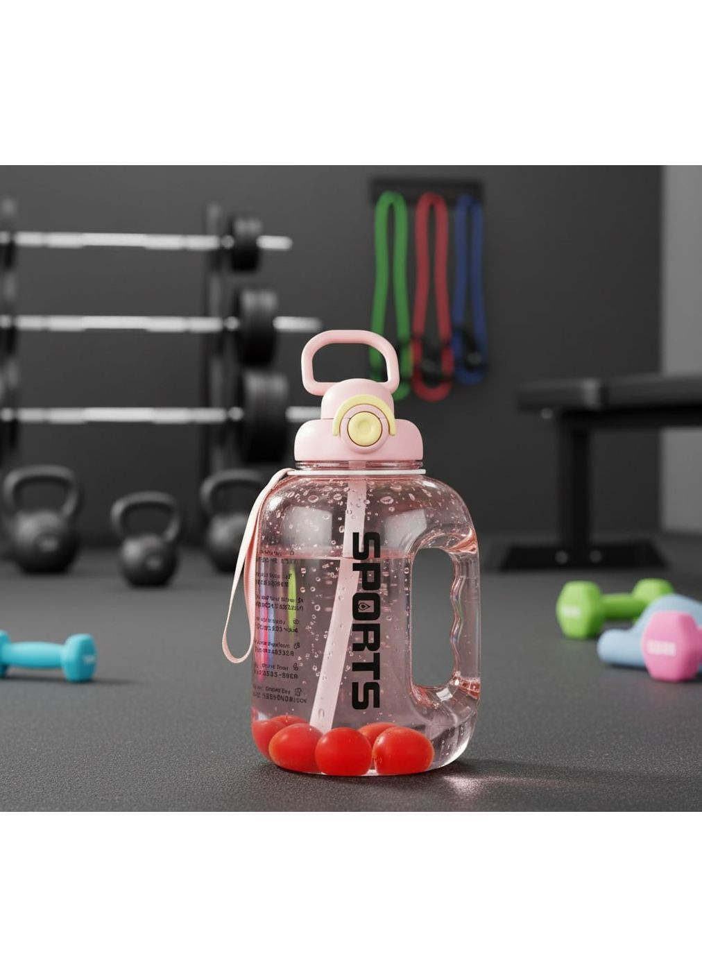 Легкая бутылка SPORTS для воды из пищевого пластика 1600 мл. Розовая No Brand (345701865)