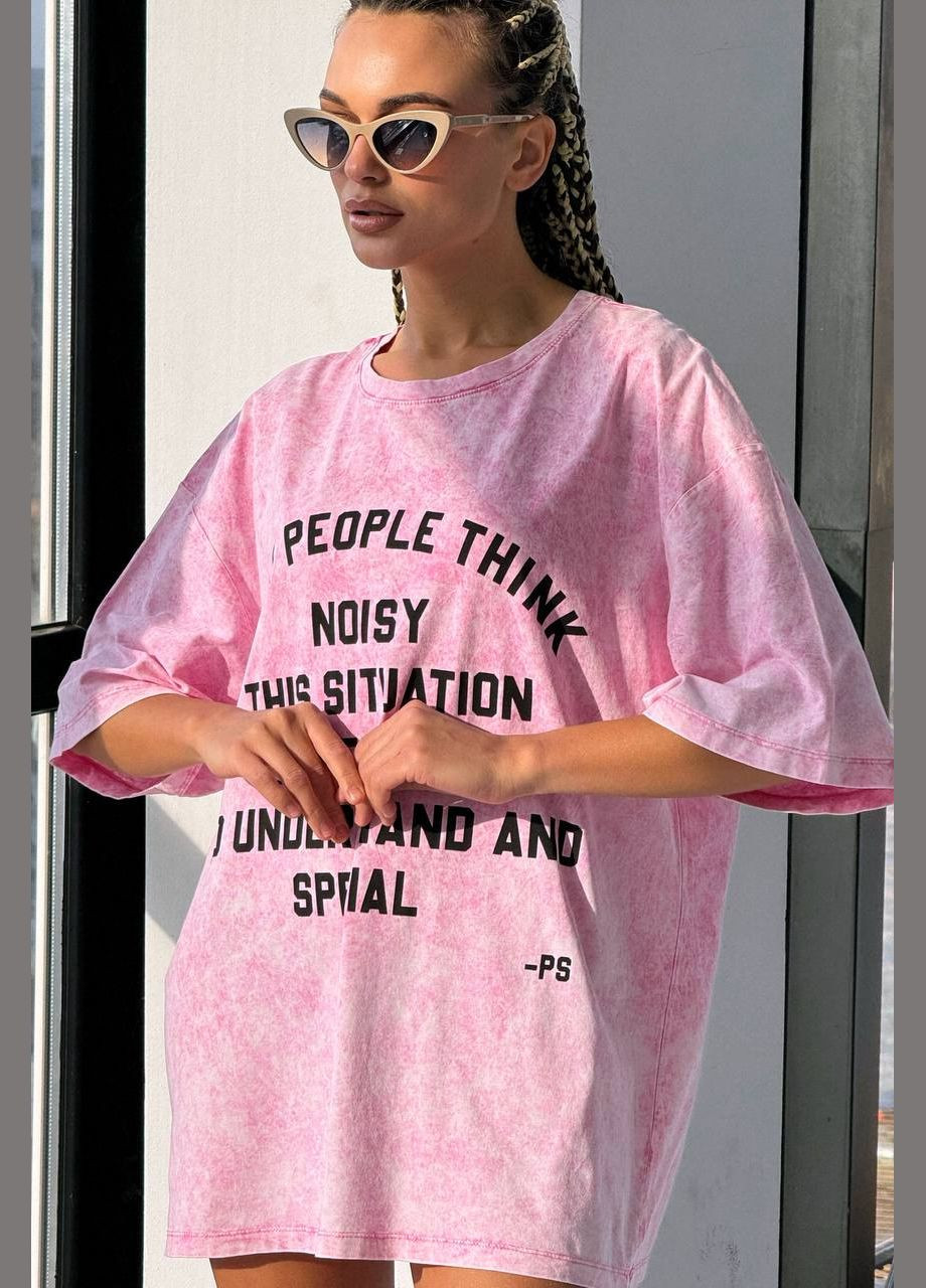Розовая летняя футболка Украина Your style