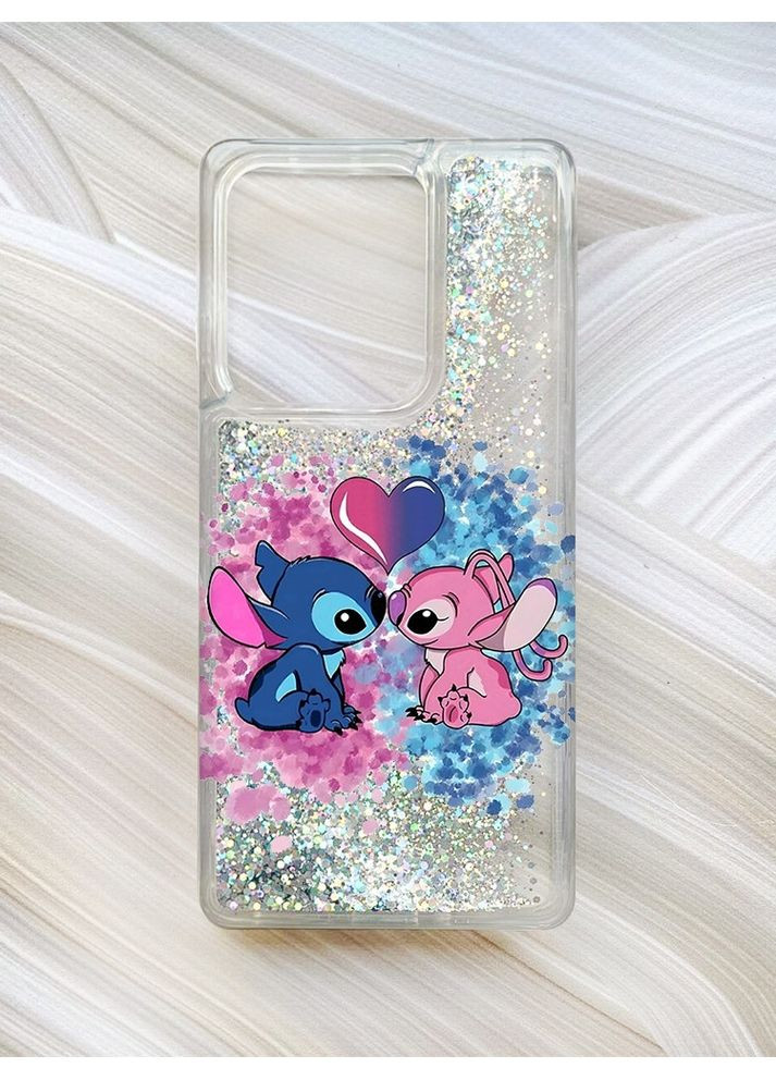 Чохол з плаваючими блискітками на Xiaomi Redmi 13C / Poco C65 Сріблястий Стіч і Ангел (принт 391) Creative (360704575)