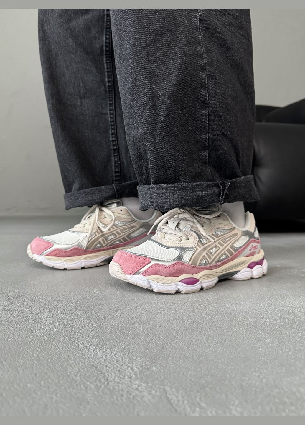 Кроссовки женские Asics Gel-NYC white pink | Асикс Гель-НЮК белые розовые No Brand белые демисезоны (316091078)