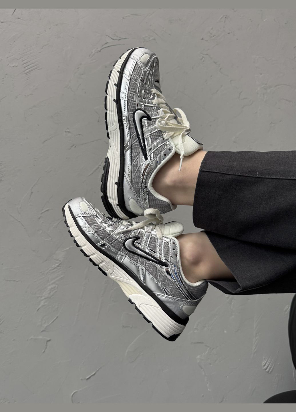 Кросівки жіночі і чоловічі Nike P6000 White Silver Black | Найк Р6000 срібні No Brand срібні демісезони (338793282)