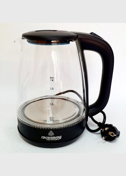 Электрический чайник стеклянный CB-9410 с подсветкой 1,8 л Черный Crownberg (296925787)