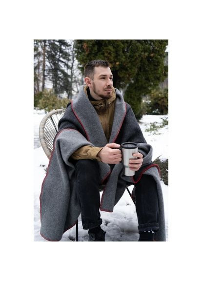 Плед-ковдра вовняна 6133 130х170 см темно-сірий Love You (364109420)