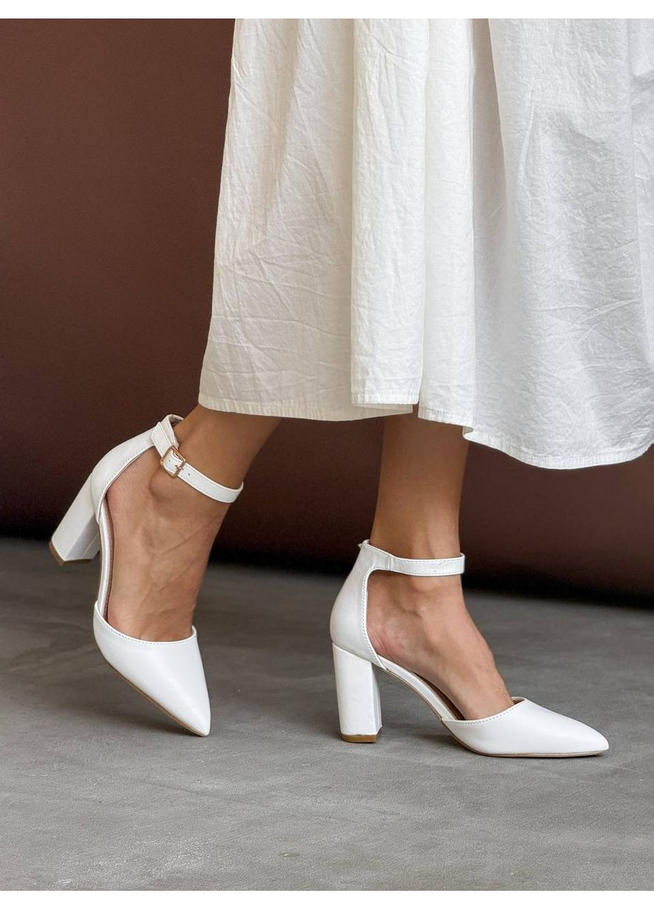 No Brand Ефектні жіночі туфлі білий з штучна шкіра, — демісезон (351358479)