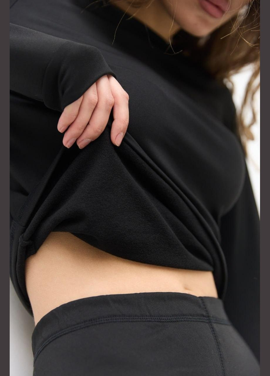 Женское термобелье на флисе лонгслив и леггинсы S M L XL черное, Украина OBR (306614176)