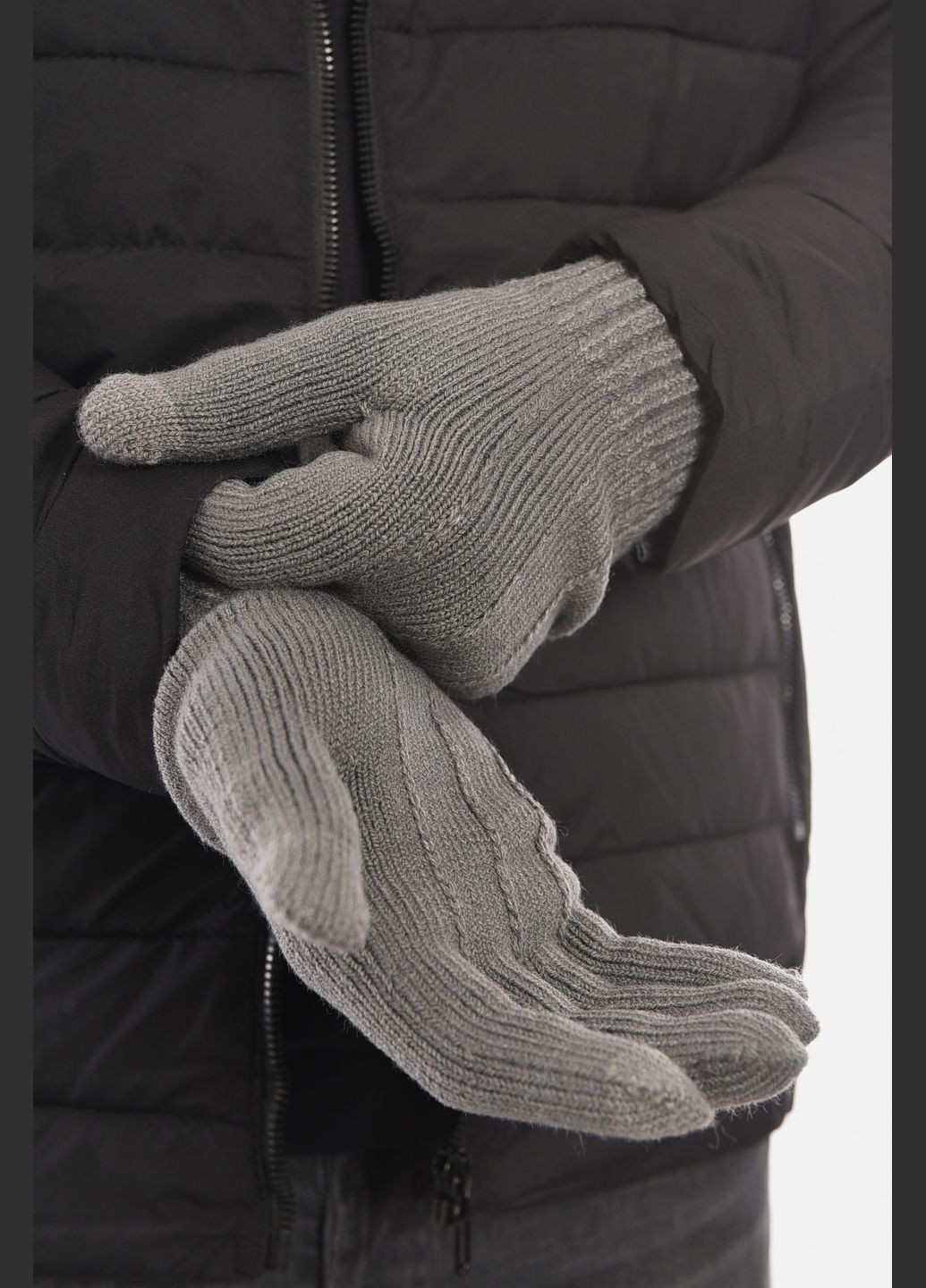 Перчатки мужские акриловые утепленные серого цвета Let's Shop (307791457)