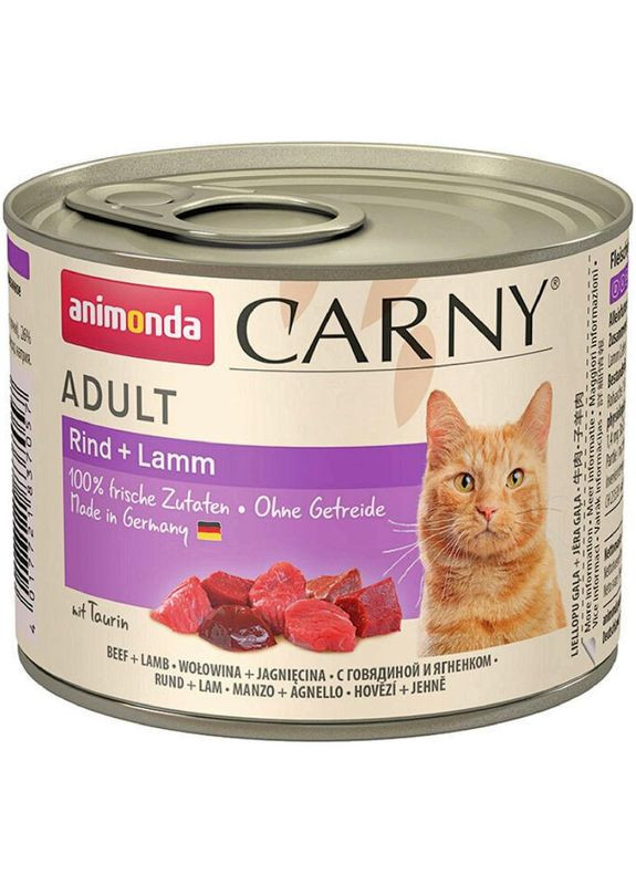 Carny Adult Вологий корм для дорослих котів, яловичина та ягня, 200 г Animonda (280901297)