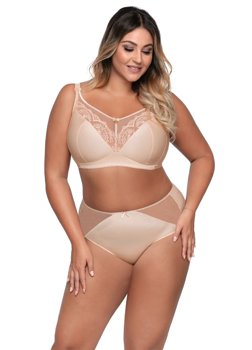 Бежевый минимайзер женский бюстгальтер Ava без косточек полиамид