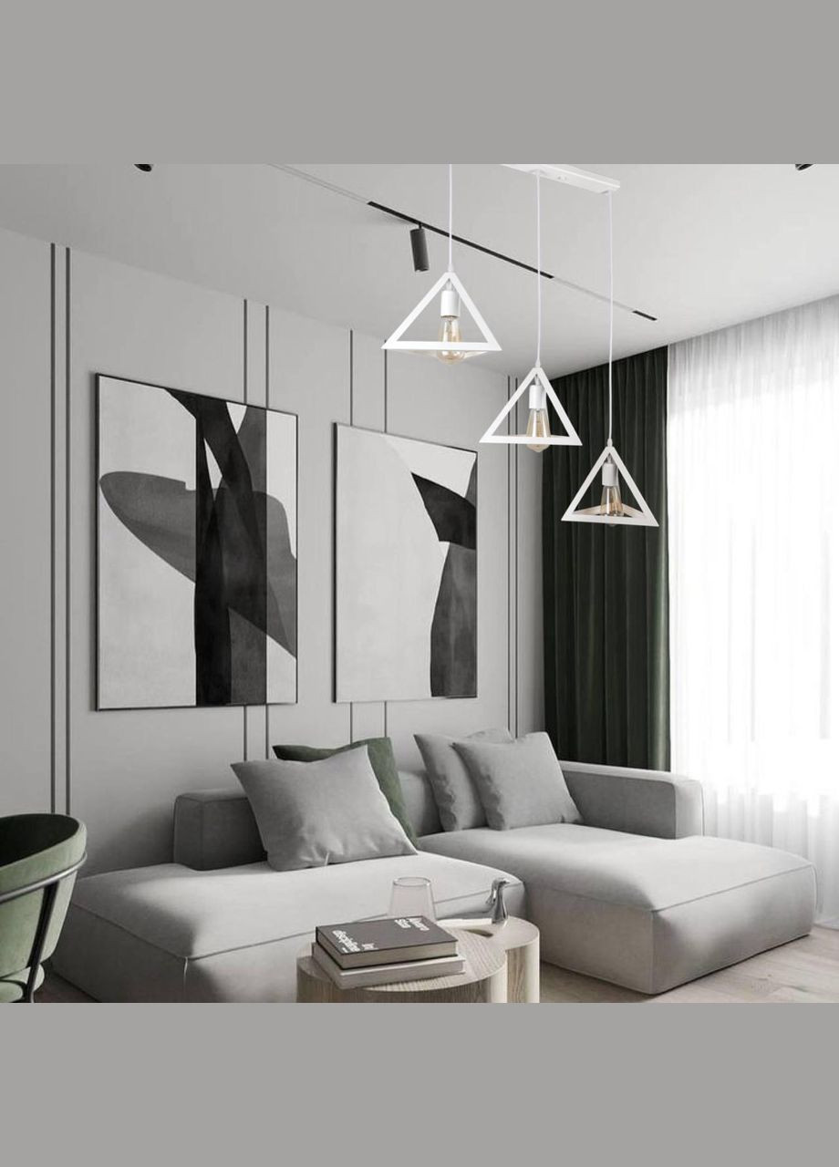 Люстра лофт із 3-білих пірамід (56-PR220F-3 WH (500)) No Brand (370072117)