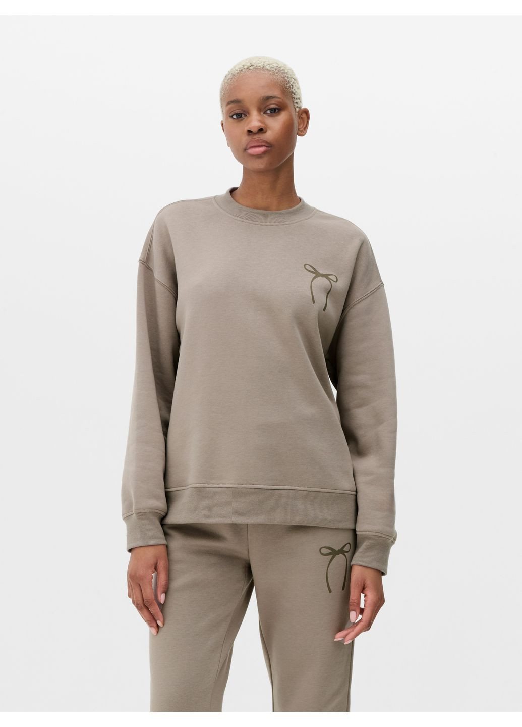 Темно-бежевый свитшот флис,темно-бежевый с принтом, Primark (368157719)